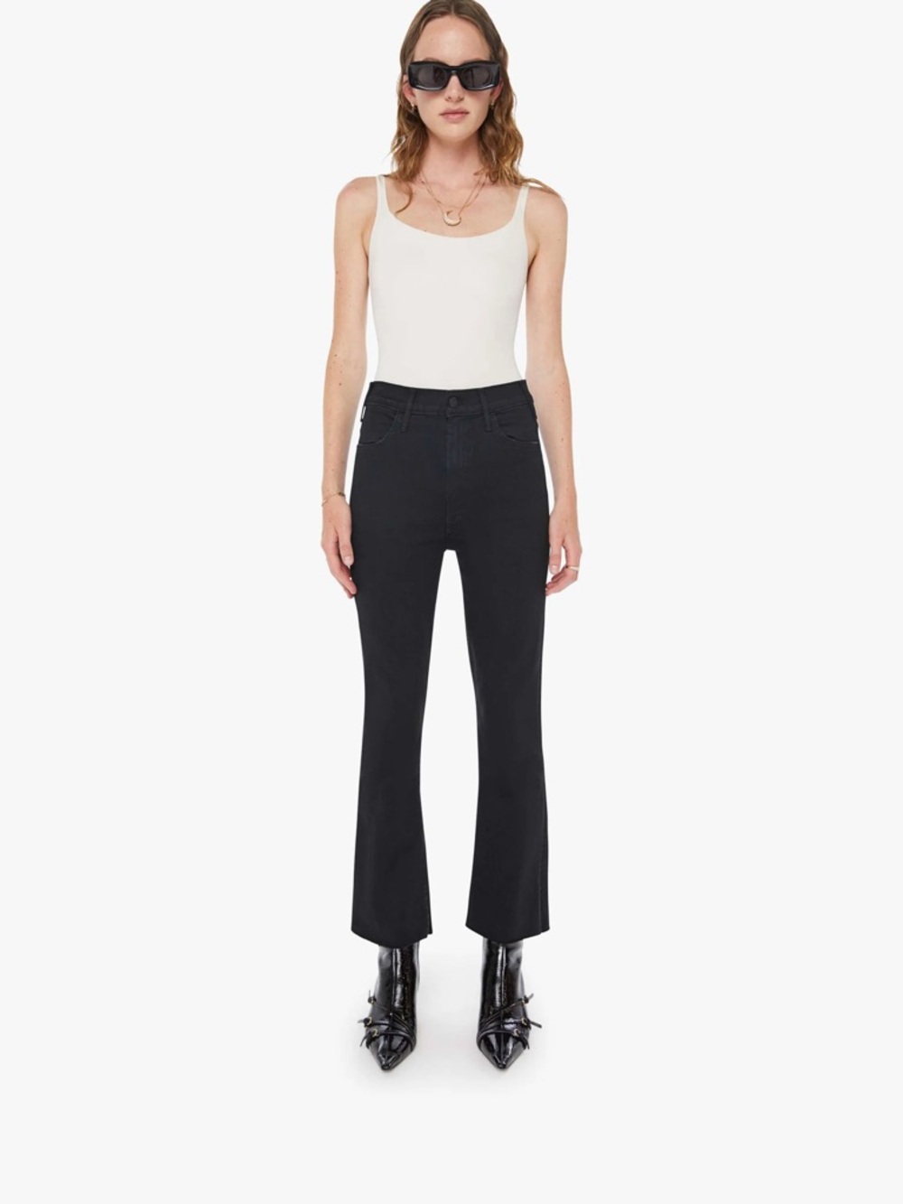 MOTHER Hustler Ankle Fray Not Guilty Black Sz 26 EUC